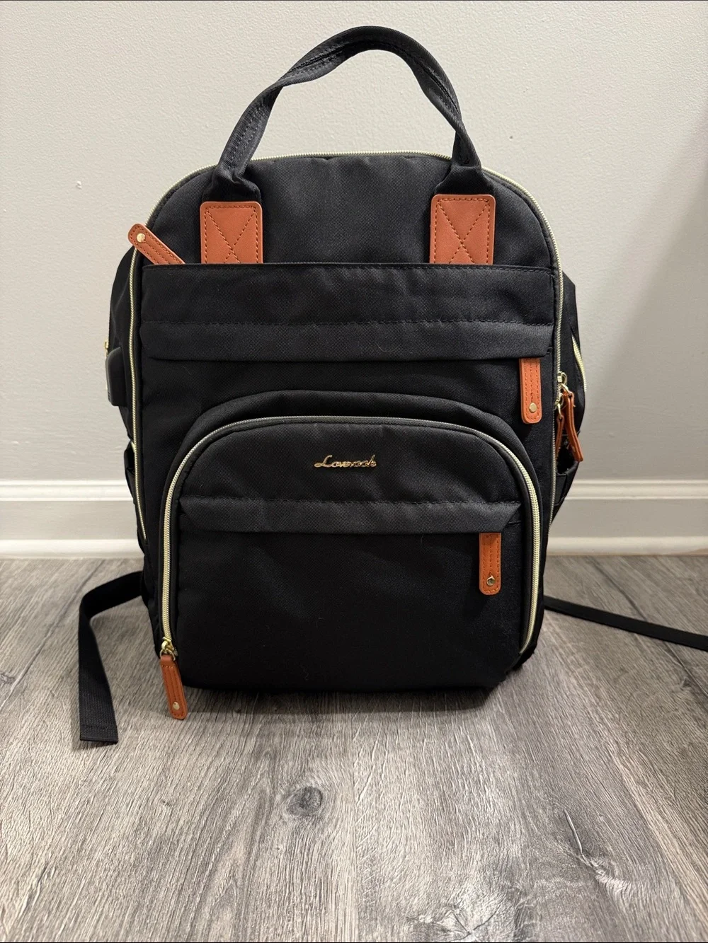 Black with gold accent Backpack - Compact Everyday Bag
